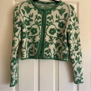 Green floral cardigan